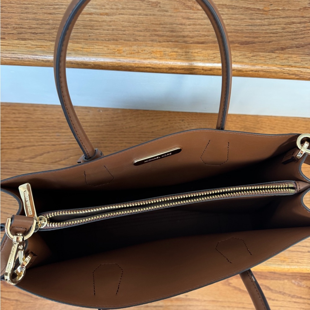 Michael Kors Brown and Tan MK Logo Satchel - Picture 4 of 4